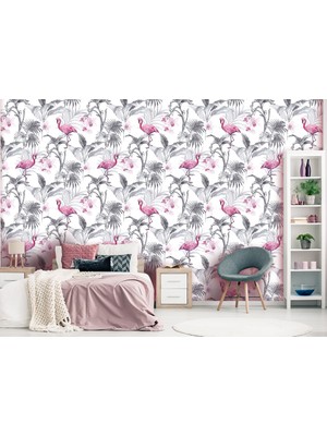 Özel Duvarlar Flamingo Desenli Duvar Kağıdı