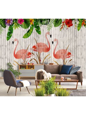 Özel Duvarlar Flamingo Desenli Duvar Kağıdı