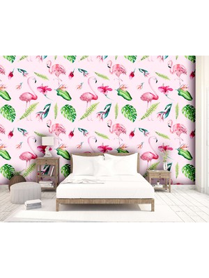 Özel Duvarlar Flamingo Desenli Duvar Kağıdı