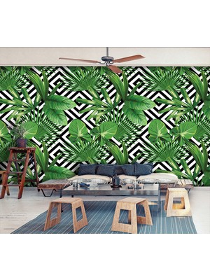 Özel Duvarlar Tropikal Yapraklar Duvar Kağıdı