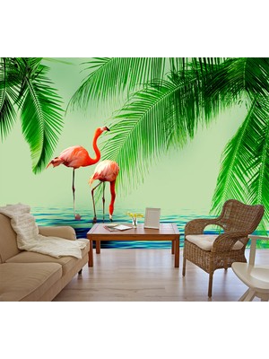 Özel Duvarlar Flamingo Desenli Duvar Kağıdı