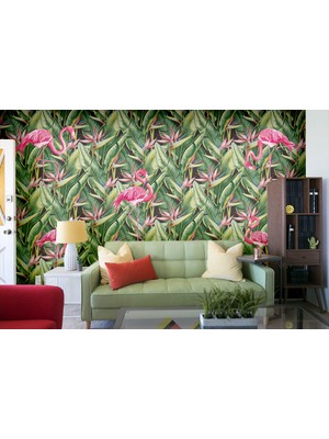 Özel Duvarlar Flamingo Desenli Duvar Kağıdı