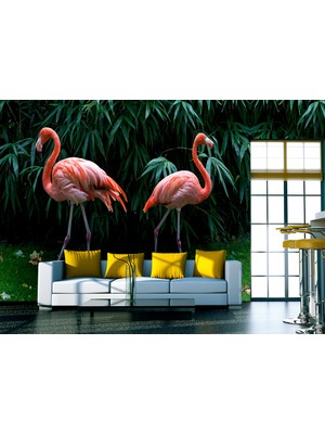 Özel Duvarlar Flamingo Desenli Duvar Kağıdı