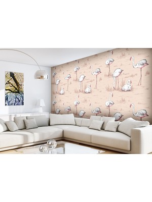 Özel Duvarlar Flamingo Desenli Duvar Kağıdı
