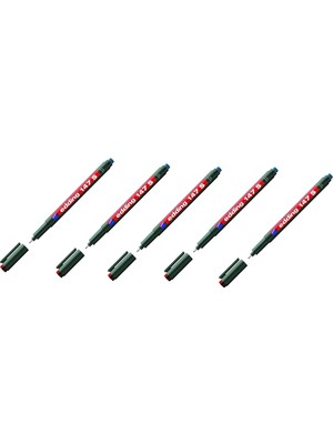 Edding E-147S Asetat Kalemi Silgili Kırmızı 5'li