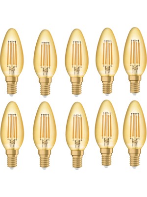 Osram - Vintage 1906 LED Classic 4.5W-36W Sarı Işık E14 Duy Mum Rustik Filamentli Ampul 10 Adet