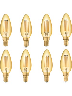 Osram - Vintage 1906 LED Classic 4.5W-36W Sarı Işık E14 Duy Mum Rustik Filamentli Ampul 8 Adet