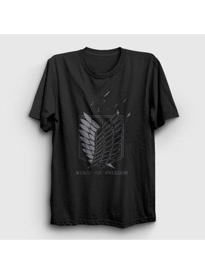 Presmono Unisex Siyah Survey Anime Attack On Titan T-Shirt