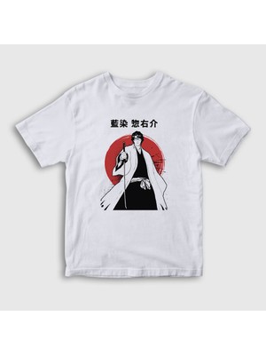 Presmono Unisex Çocuk Beyaz Aizen V2 Anime Bleach T-Shirt