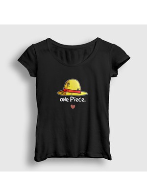 Presmono Kadın Siyah Hat Anime One Piece T-Shirt