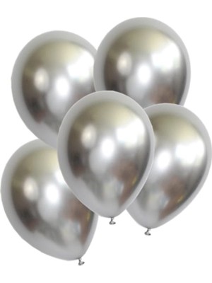 Niyet Krom Balon - Gri - Silver - 50 Adet