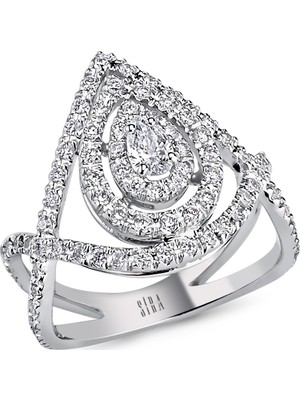 Sira Mücevherat Labirent Damla Yüzük - Beyaz Altın