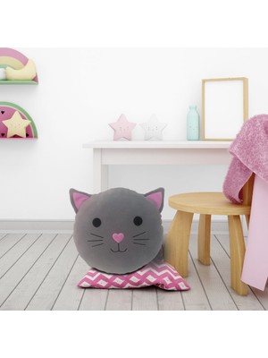 Bambi Toys Kedi Yastık Gri 33 cm Silikon Elyaf