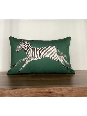 Kırlentim E712 Yeşil Zemin ZEBRA-3050 Kırlent Kılıfı