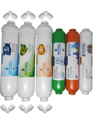 Pera Water Kapalı Kasa Su Arıtma Cihazlarına Uygun Mebransız 6 Lı Mineral+Alkali Filtre Seti