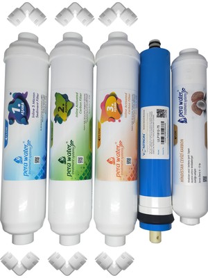 Pera Water Kapalı Kasa Su Arıtma Cihazlarına Uygun Vontron 75 Gpd Inline 5 Li Filtre Seti