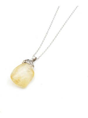 Murty99 Markazit Işlemeli Doğal Sitrin Kolye Ucu