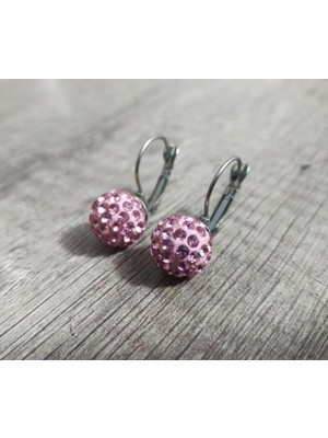 Hd Marketim Şambala Model Swarovski Taşlı Pembe Sallantılı Küpe