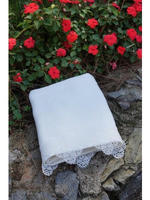 Çeyiz Diyarı Işıltı Iğne Oyalı Havlu Krem