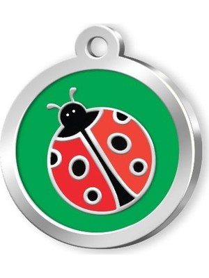 Pet Tag Art Mineli Seri Uğur Böceği Desenli Künye Yeşil