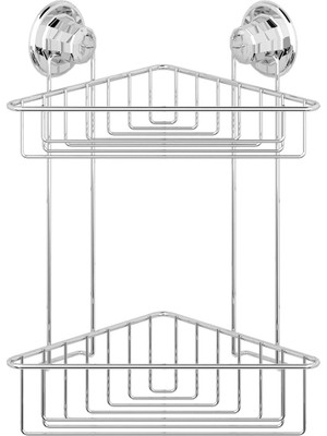 Tekno-tel Vakumlu 2 Katlı Banyo Köşe Rafı Krom DM257
