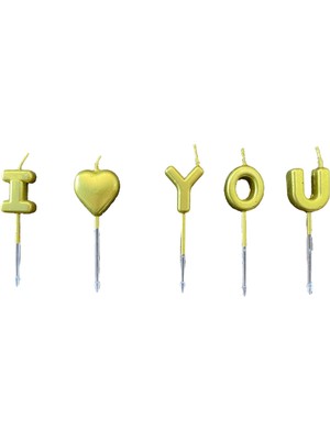 Arentek Pasta Mumu (Altın) - I Love You - 8 cm