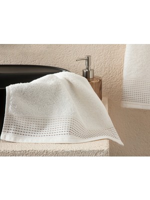 English Home Stripes Çizgili El Havlusu 30x40 cm Ekru