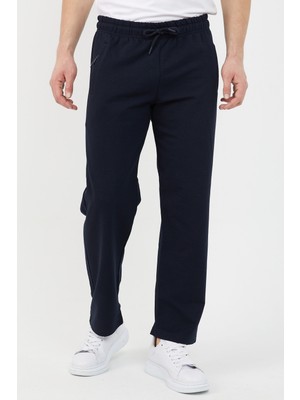 Comeor Lacivert Erkek Düz Paça Cep Fermuar Detaylı Rahat Kesim Eşofman Altı Cmr 11