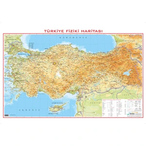 Gürbüz Yayınları Türkiye Fiziki Haritası 70 x 100 cm Eğitim Amaçlı Detaylı Harita