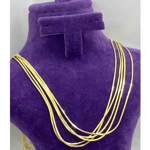 Gülüş Gümüş Italyan Ince Zincir Kolye Altın Kaplama