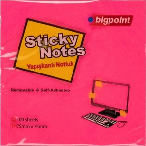 Yapışkanlı Not Kağıdı 100 Yaprak 75 x 75 mm Neon Koyu Pembe
