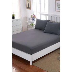 Çift Kişilik   Pamuklu Penye Lastikli Çarşaf | Antrasit