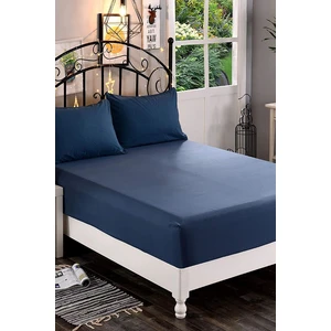 Tek Kişilik   Pamuklu Penye Lastikli Çarşaf | Lacivert