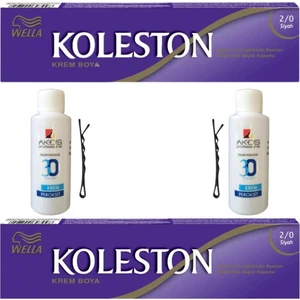 Koleston Tüp Saç Boyası Siyah 2/0 x 2 li + Akos 30 Volume Oksidan 2 li