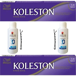 Koleston Tüp Saç Boyası Kumral 7/0 x 2 li + Akos 30 Volume Oksidan 2 li