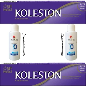 Koleston Tüp Saç Boyası Işıltılı Kahve 7/77 x 2 li + Akos 30 Volume Oksidan 2 li