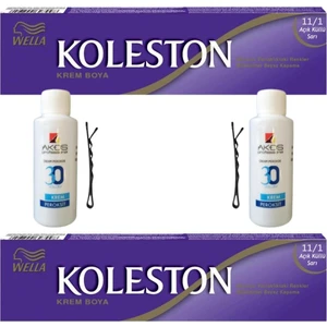 Koleston Tüp Saç Boyası Açık Küllü Sarı 11/1 x 2 li + Akos 30 Volume Oksidan 2 li
