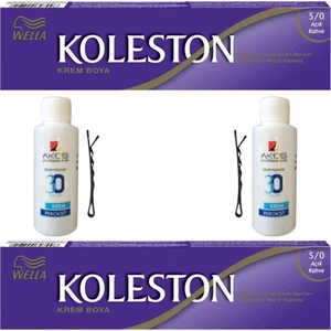 Koleston Tüp Saç Boyası Açık Kahve 5.0 x 2 li + Akos 30 Volume Oksidan 2 li