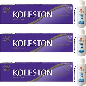 Koleston Tüp Saç Boyası Sarı 9/0 x 3 lü + Akos 30 Volume Oksidan 3 lü