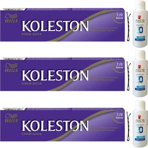 Koleston Tüp Saç Boyası Kumral 7/0 x 3 lü + Akos 30 Volume Oksidan 3 lü