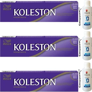 Koleston Tüp Saç Boyası Işıltılı Kahve 7/77 x 3 lü + Akos 30 Volume Oksidan 3 lü