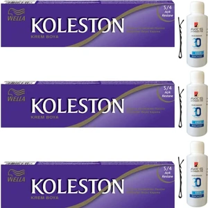Koleston Tüp Saç Boyası Açık Kestane 5/4 x 3 lü + Akos 30 Volume Oksidan 3 lü