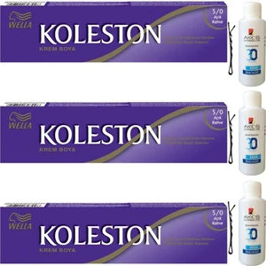 Koleston Tüp Saç Boyası Açık Kahve 5.0 x 3 lü + Akos 30 Volume Oksidan 3 lü