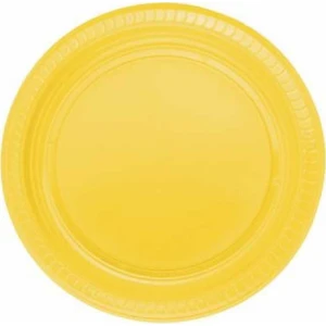 Hediye Hobi Her Şey Sarı Plastik Tabak 22 cm 25’li