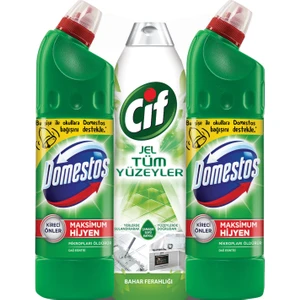Domestos Çamaşır Suyu 750 ml x 2 + Cif Jel Tüm Yüzeyler