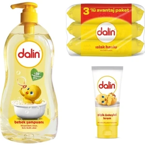 Bebek Şampuanı 700 ml + Dalin Pişik Önleyici Krem 100 ml + Dalin 3X56 Islak Havlu