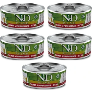N&d Prime Kitten 5 Adet Tavuk Etli Narlı Yavru Yaş Mama 80 gr