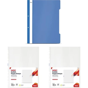 Poşet Dosya 4830XL 2 x 100'lü + Noki Eco Telli Dosya Mavi 50'li