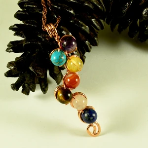 Mba Handmade Jewelry 7 Çakra Doğal Taş Reiki Kolye Ametist Varisit Sitrin Akik Kaplangözü Pembe Kuvars Lapis Lazuli