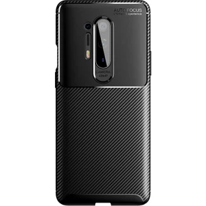 Tekno Grup One Plus 8 Pro Kılıf Karbon Desenli Lux Silikon + Tam Kaplayan 6d Polymer Nano Ekran Koruyucu Siyah